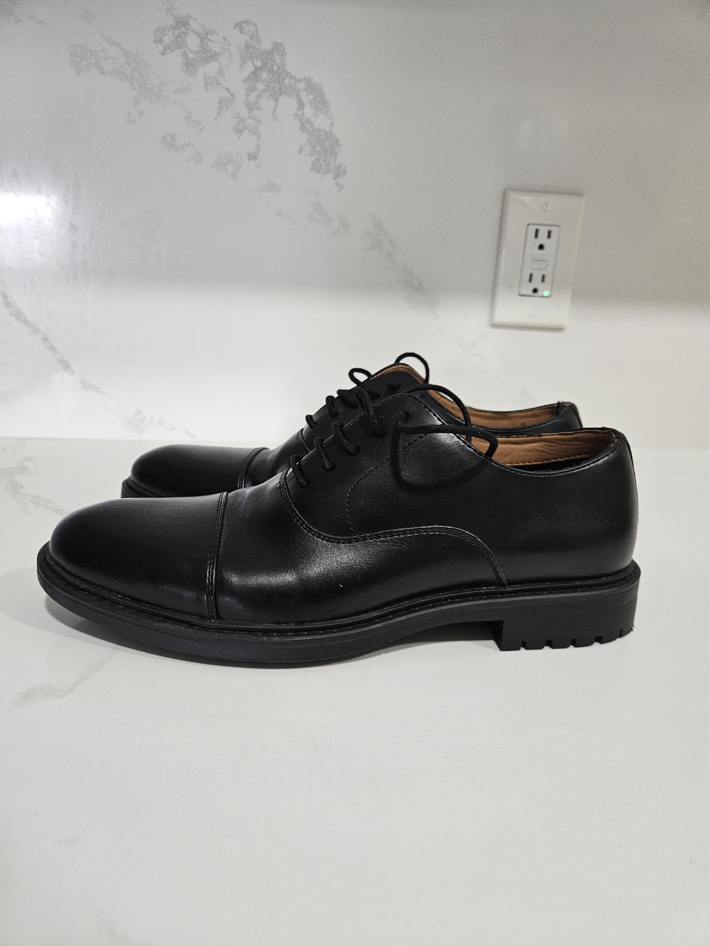 JF J. Ferrar Dane Black Leather Cap Toe Lace Up Oxford Dress Shoes Men 8.5 M